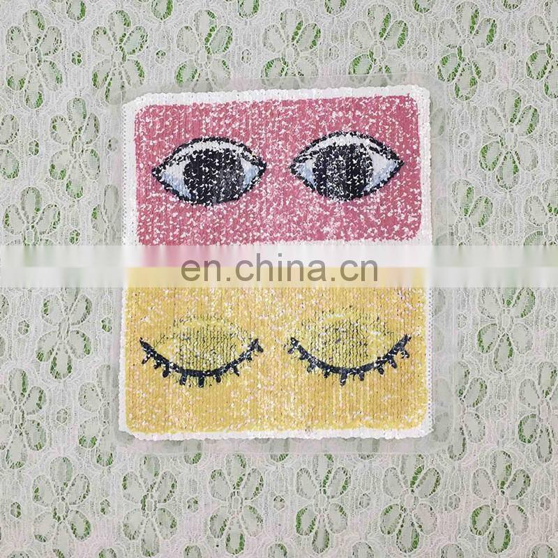 2017 custom double face sequin applique double side Patch