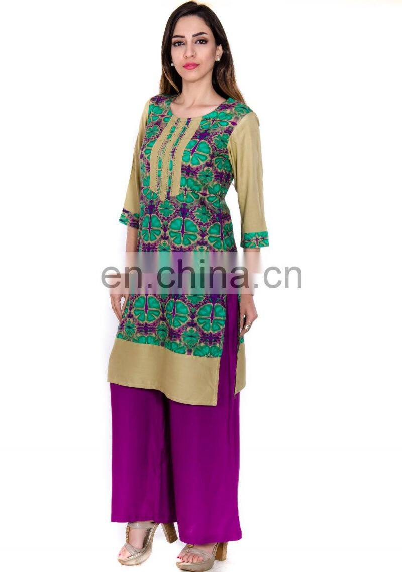 100% Viscose made designer woman Kurtis in Whole prices with beautiful colors Manufacturer