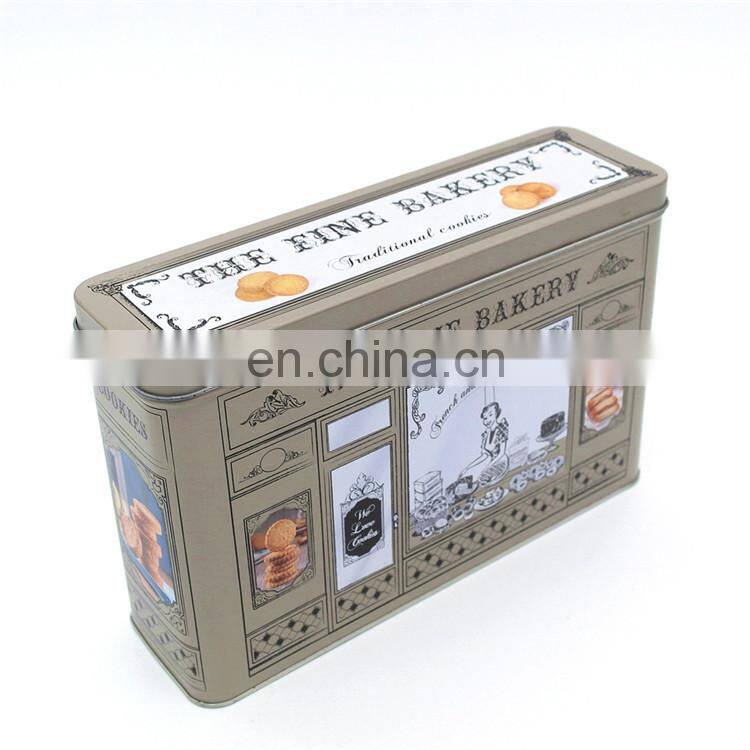 2015 new style rectangular biscuit tin containers with oem custom design