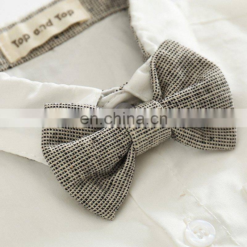 2019 SUMMER KIDS gentleman bowknot blouse with suspender shorts 3PC SET newborn baby clothing sets