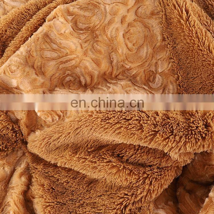 New design yellow real patchwork faux fur winter throw blanket for bed