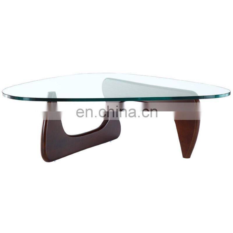 Creative Furniture Glass Triangle Transparent Glass Table Top With Flat Edge & Round Corner Small Coffee Table