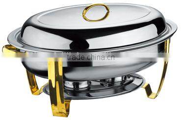 Hot Sale Luxury Stainless Steel Gold-plated Roll Top Buffet Chafer for Hotel