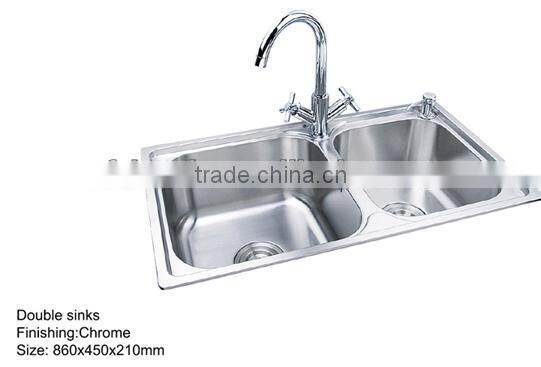 Modern Kitchen Designs Double Bowl Kitchen Sink Hot Sale New Style Stainless Steel Chrome Finish Square Kitchen Sinks