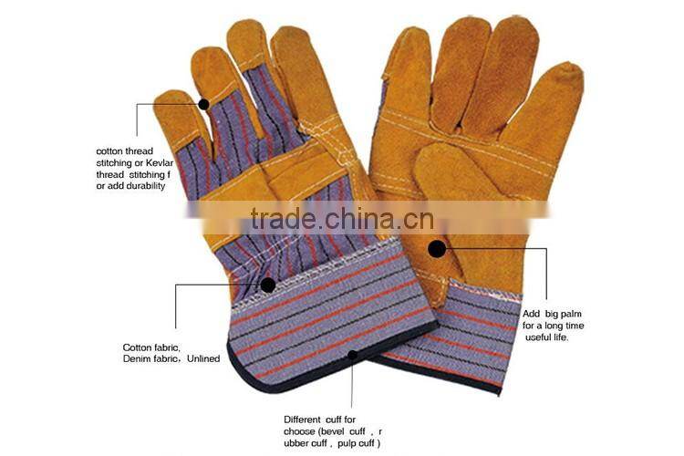 Yellow Color Cheap Price Full Grain Leather Gloves Manufacturer LG020