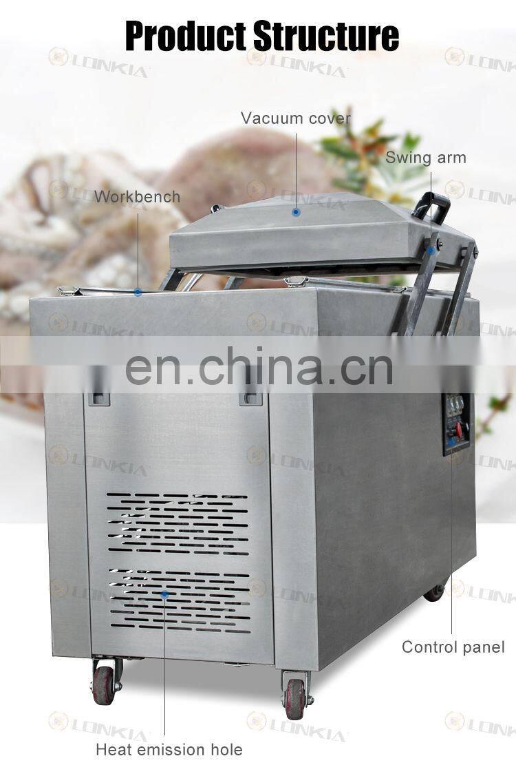 Double chamber vacuum packing machine for sea food / salted meat / dry fish / pork / beef / rice