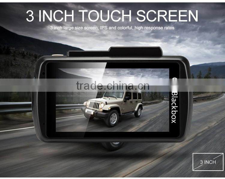 3 inch touch screen high full hd/night vision /G-sensor radar detector/russian gps voice tracker/car camera record four in one