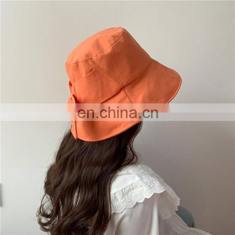Customized fisherman hat spring and summer leisure sunshade soft foldable basin big bow sun hat