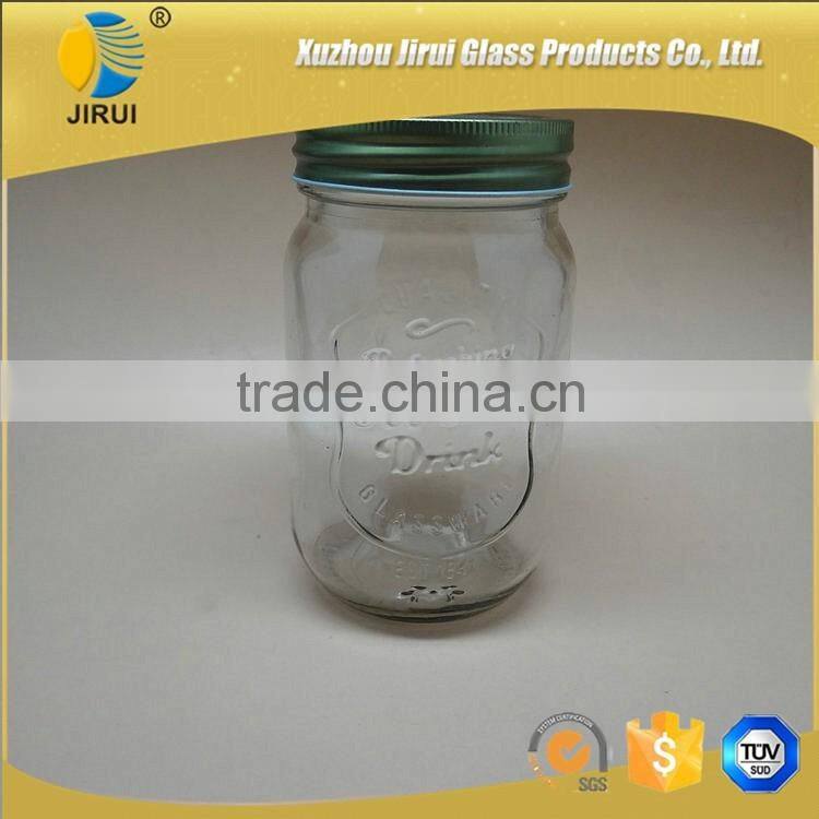 400ml Round Shape Ice Cold Clear Glass Mason Jar without Handle