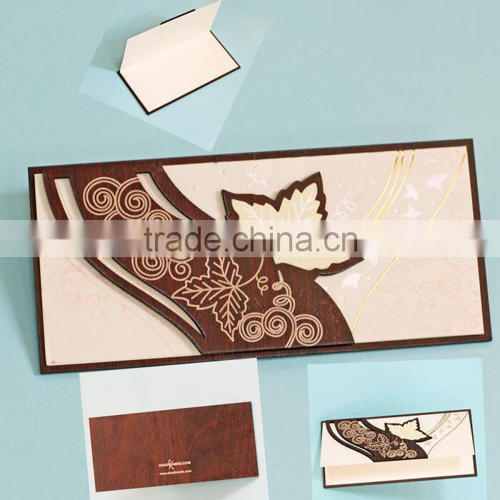 Ideal Products 2015 Perching Birds Folded Wooden Custom Invitation Cards