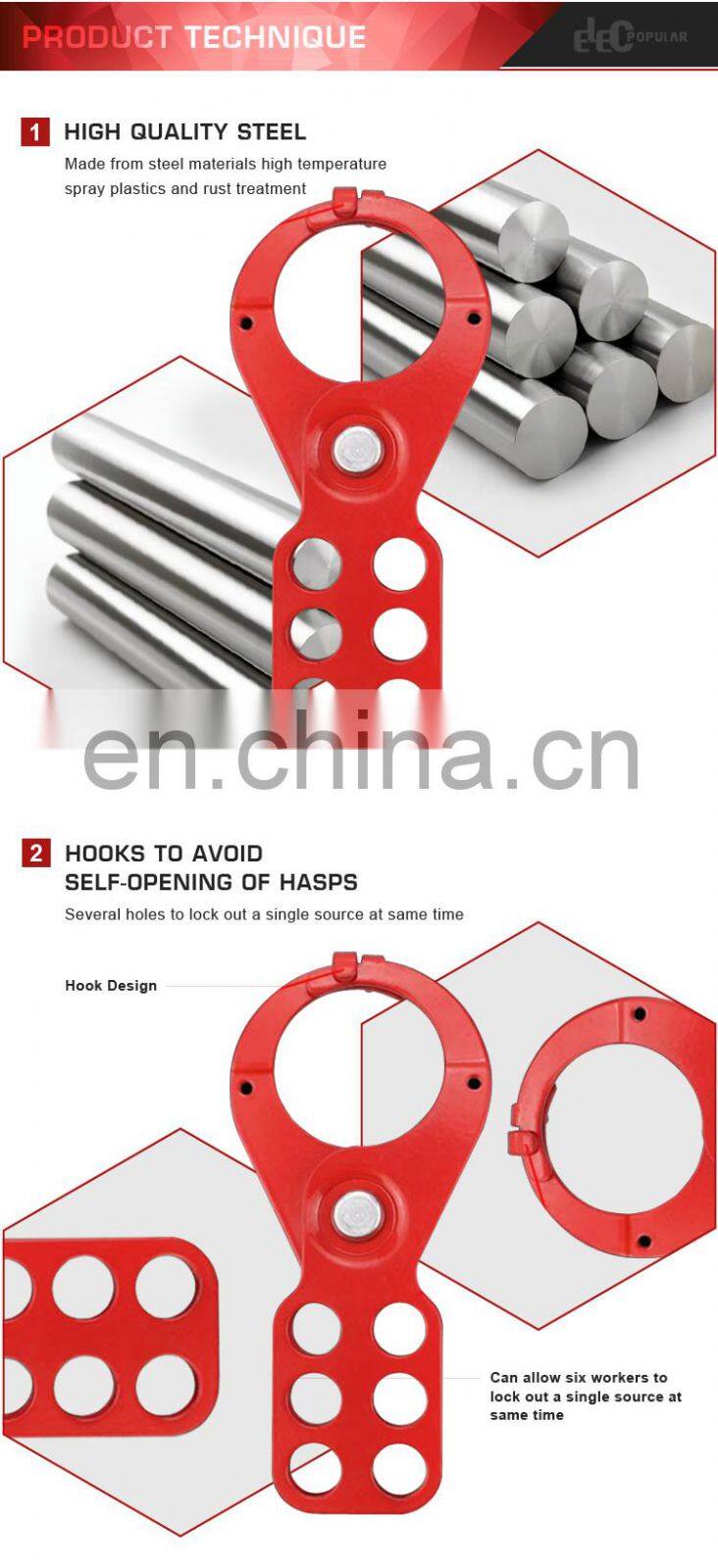 Best Quality Steel Lockout Safety 6 Lock Red Loto Hasps Lockout Devices