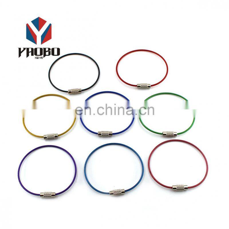 Moderate Price Metal Keychain Stainless Steel Wire Lock Screw Key Ring designs With Screw
