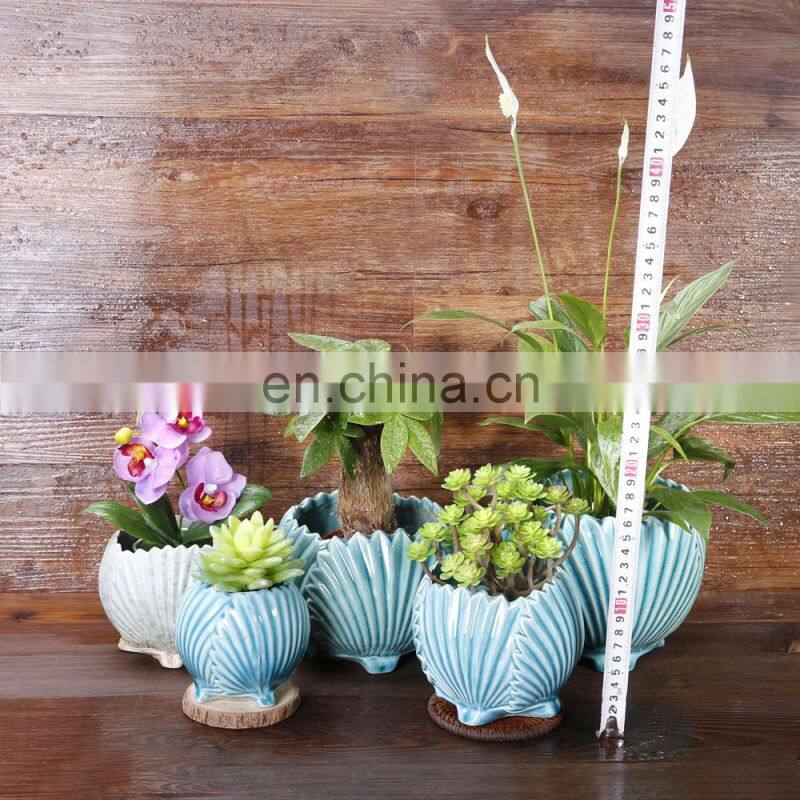Genuine Chinese Antique White And Blue Sea Snail Flower Pots Small Size