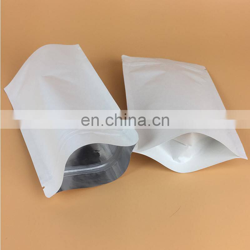 plain foil lined zipper stand up pouch food grade kraft paper bag with valve