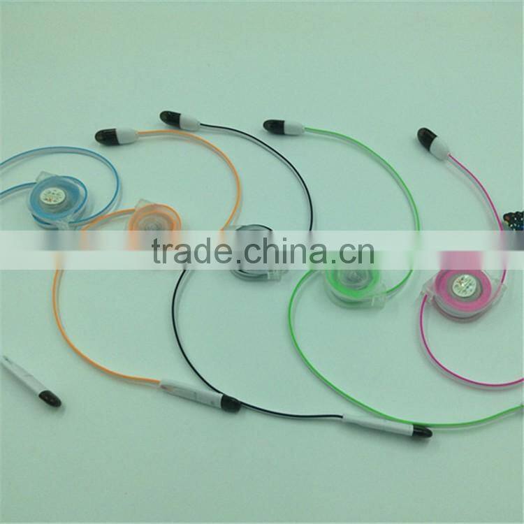 2016 new hot sale cheap flexible wholesale usb cable retracble noodles 2 in 1 charger usb cable