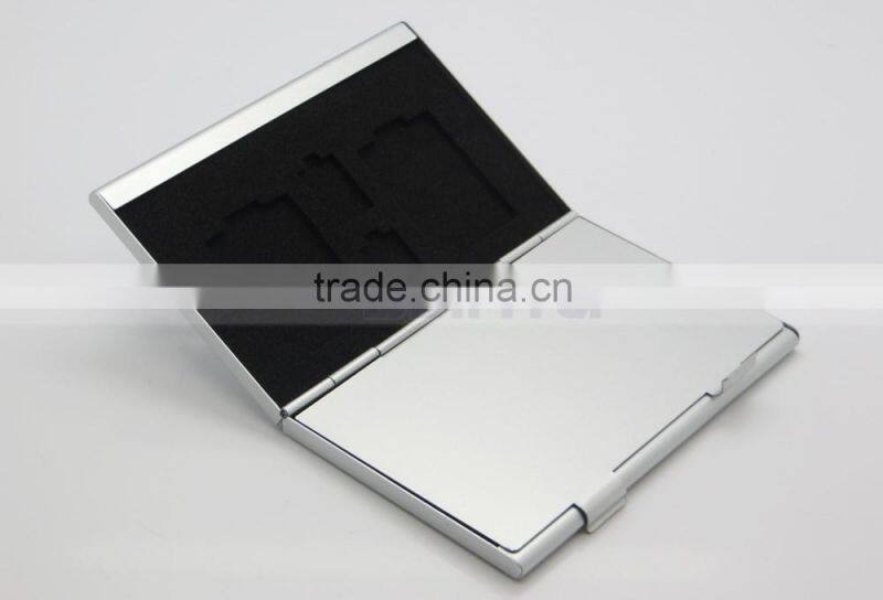 Leather Aluminum EVA Memory card Carrying Case for 4x SD Card and 4x TF Card