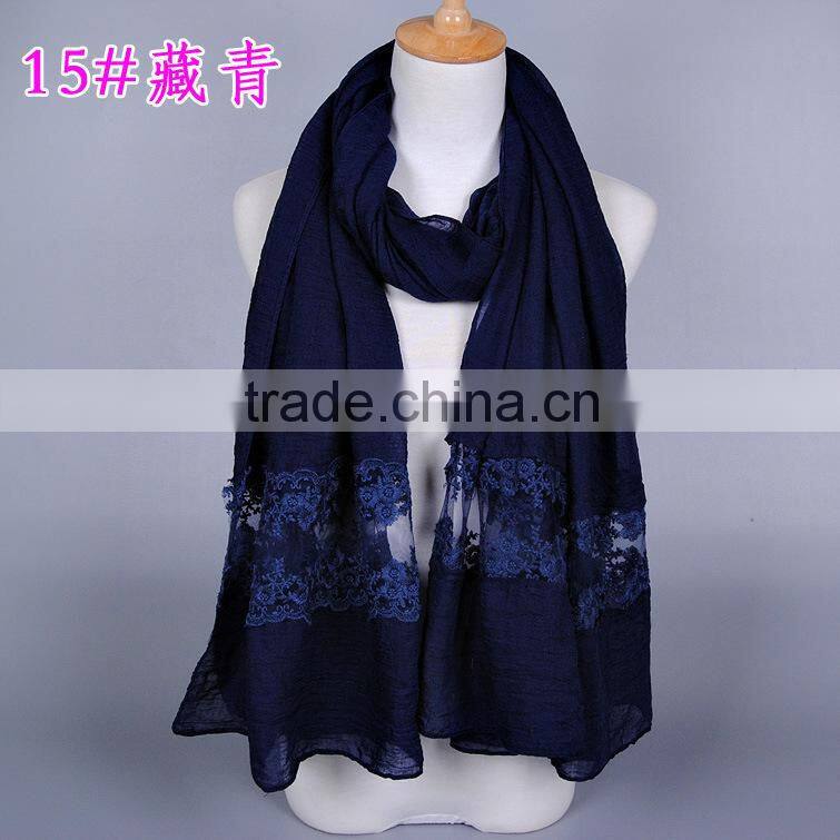 Top Quality Long Cotton Plain Fashion Women Lace Shawl