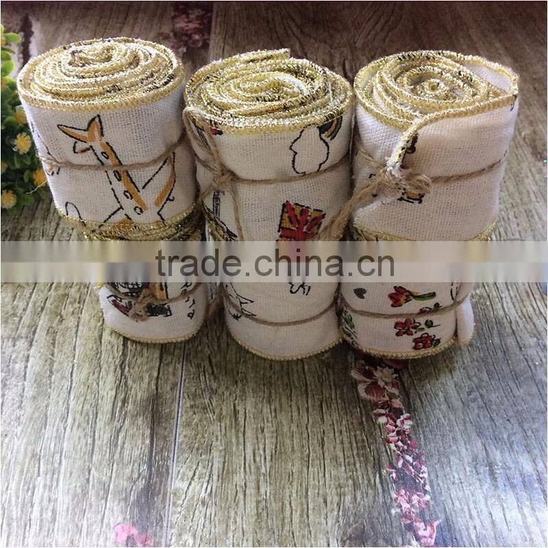 Customized size lovely customized cartoon DIY crafts decoration burlap and cotton roll