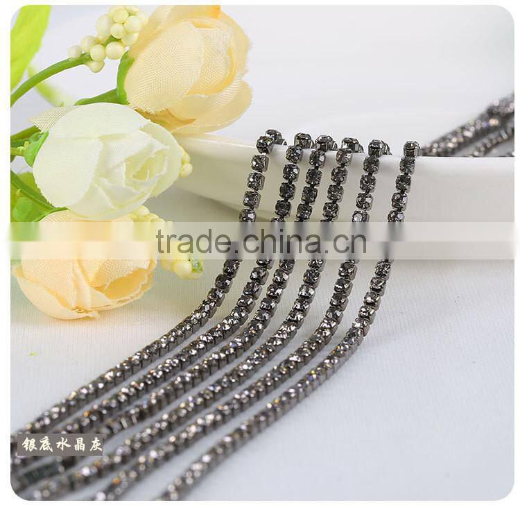 Turquoise SS6 to SS38 Silver Plating Wholesales AAA Quality Shinny Close Crystal Cup Claw Rhinestone Chain for Jewelry Cheapest