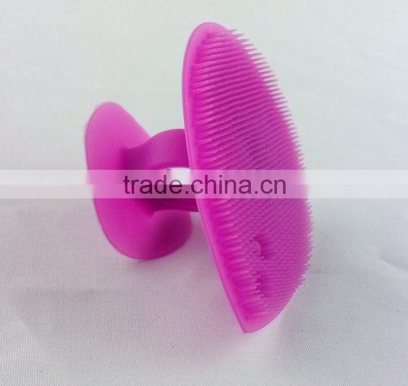 Silicone facial brush cleaner with suction