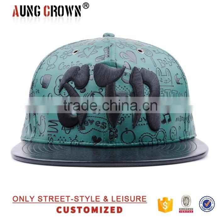 wholesale leather brim custom flat bill hats caps