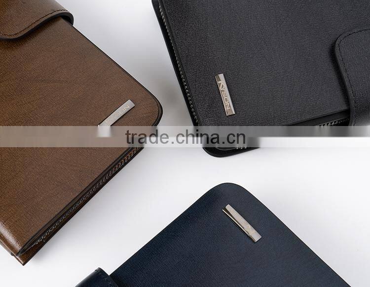 Brown Smooth Leather Men's Carrying Wallet Case Clutch Cell Phone Zippered Pouch