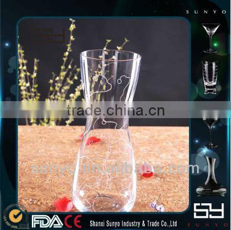 Hand Blown Glass Vases with Personized Decal for Home Decoration
