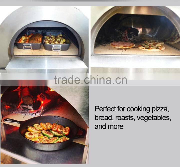stainless steel outdoor wood-fired pizza oven