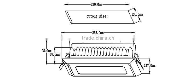 Square LED Downlight COB chip rotatalbe high lumens 30W with CE ROHS FCC