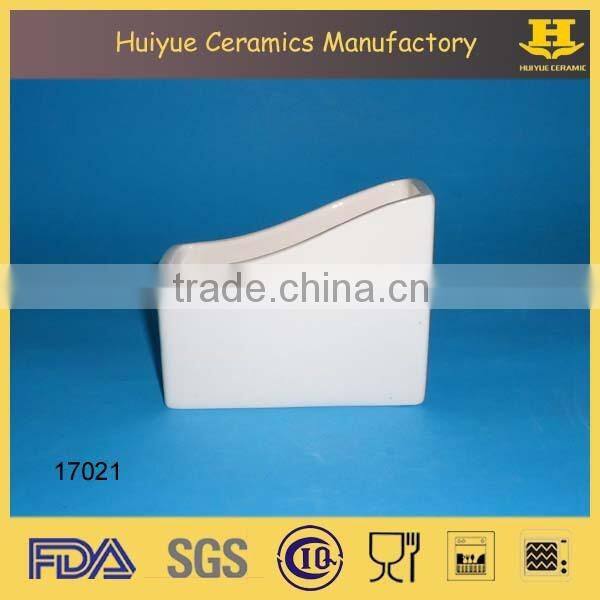 White ceramic napkin holder, holder for table napkin tissue