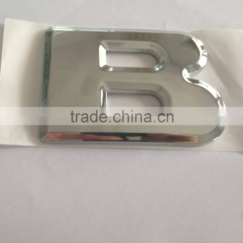 Decoratiion 3D ABS plastic chrome plating self-adhesive letter sign