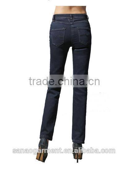 2015 wholesale Euramerican mid-waisted women's straight jeans