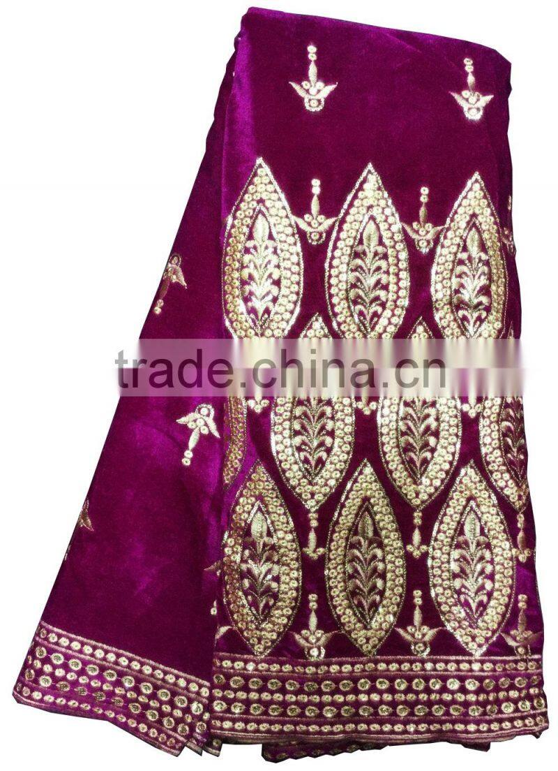 Wholesale olive green African velvet lace polyester velvet fabric