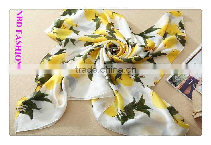 Best selling Imitated Silk Yellow Fruit Scarves and Beach shawls