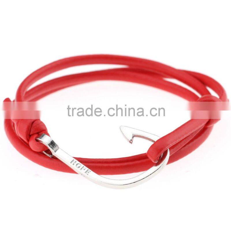 Handmade Multilayers PU Leather Cuff Wrap Wristband Hooks Clasp Bracelet