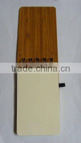 New design black spiral bamboo notebook with pen loop