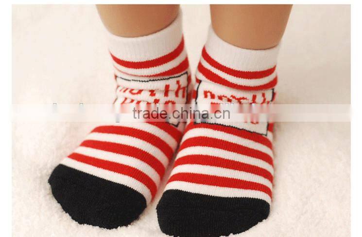 Cute christmas terry cotton socks cashmere socks for kids China sock factory