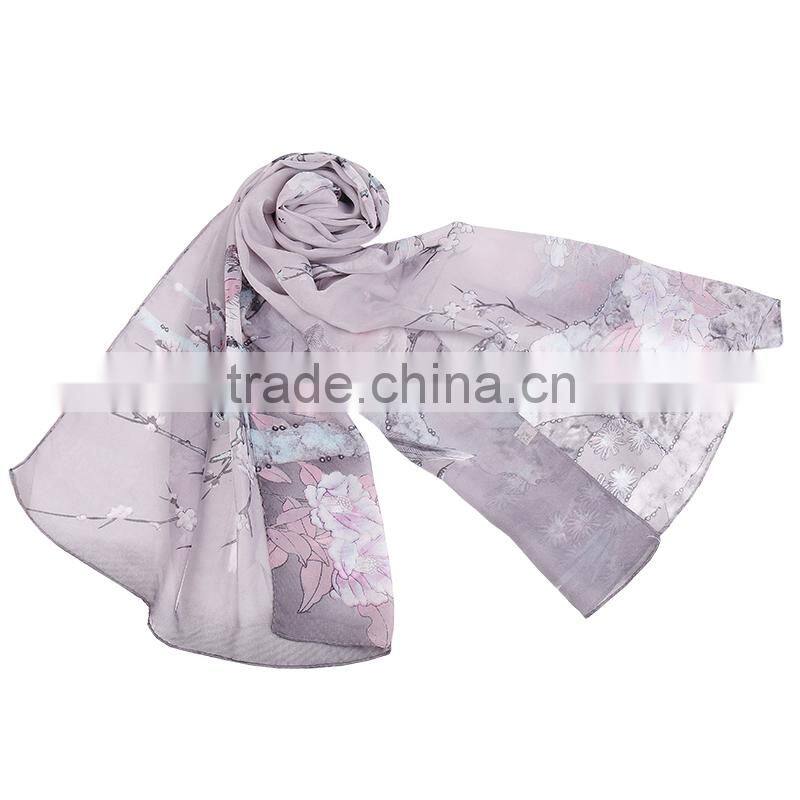 Classic Bird Animal print Hot Sale Whole Sale Chiffon Scarf In stock