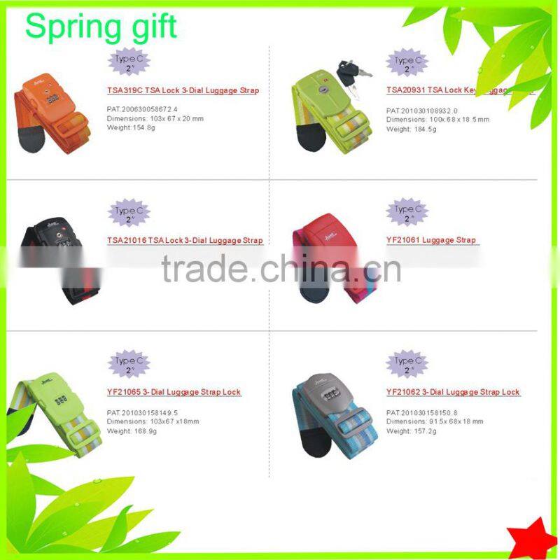 High quality diggtal tsa lock / America TSA ribbon lock luggage belt strap packaged with plastic TSA319C customs lock