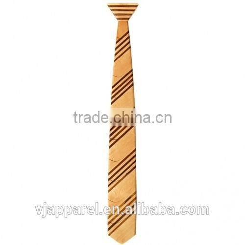 Striped Wooden Necktie in Cherry