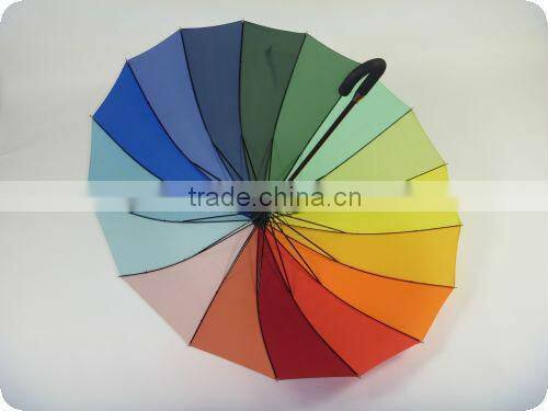 2013 hot selling 54" arc 16 panels 190T pongee multi-color 16k golf umbrellas