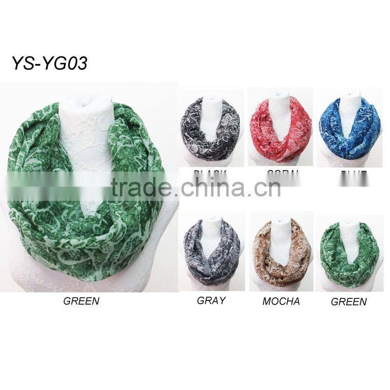 2016 New Spring Scarf Leaf Pattern Print Infinity Scarf