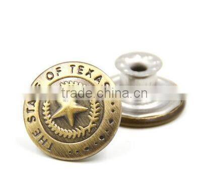 Round letters carving logo carved snap button jewelry