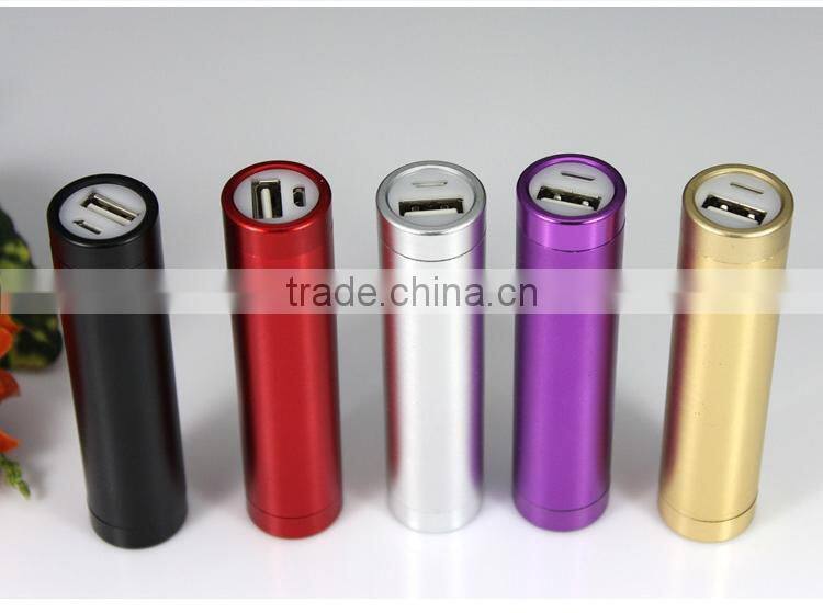 Gift metal cylinder 2200mah led light power bank portable charger