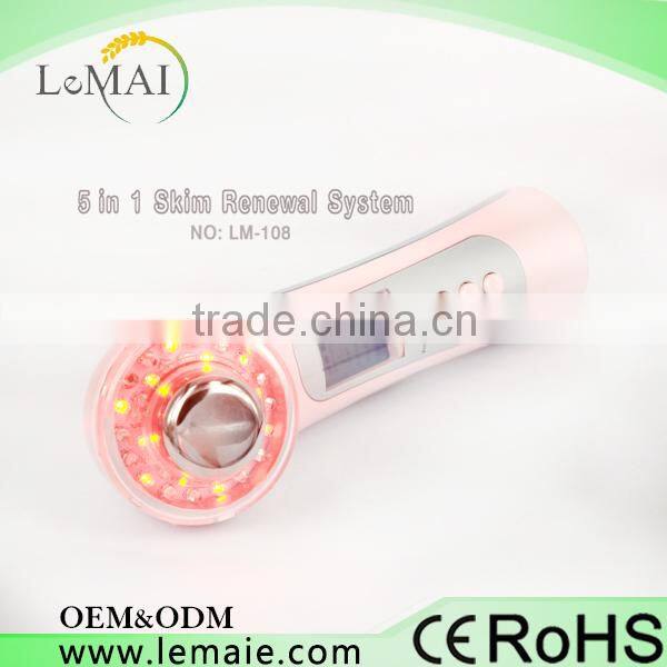 Galvanic photon ultrasonic ion beauty machine facial kit with massager