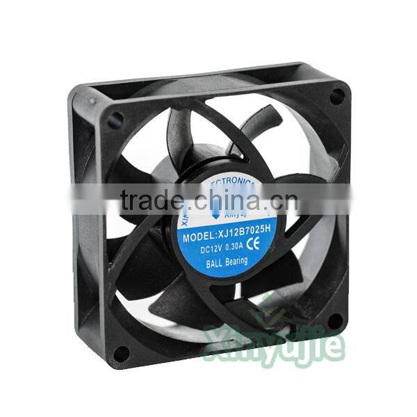 xinyujie high performance 70*70*25mm 12/24v mini cold air fan refrigerator fan motor /bathroom exhaust fan