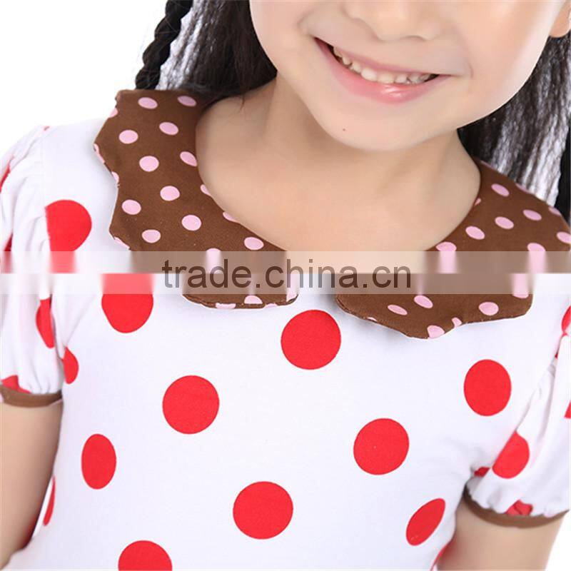 Hot Pink Red Dots With Brown Ruffle Summer Boutique Baby Girl Dress Candy Baby Girl Beautiful Fancy Dress