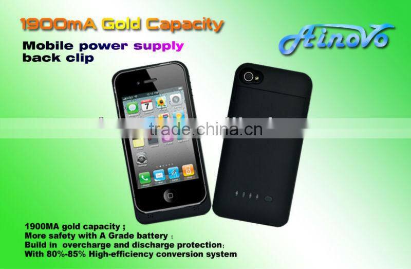 High quality Back Clip Power Battery for iphone 4,external battery case for iphone 4g