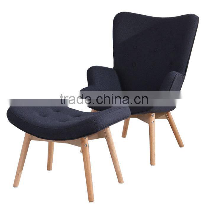 patchwork upholstery edition chair with gourd wood legs