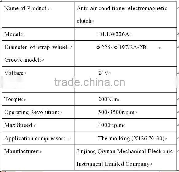Jiangxi Jiujiang Qiyuan factory sale thermo king ac compressor electric clutch 24v 60w